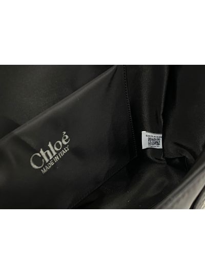 Chloe Medium Woody Nylon Top Handle Shoulder Bag Black - Detail view 8