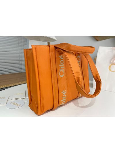 Chloe Medium Woody Nylon Top Handle Shoulder Bag Golden Yellow - Detail view 2