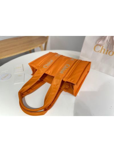 Chloe Medium Woody Nylon Top Handle Shoulder Bag Golden Yellow - Detail view 5