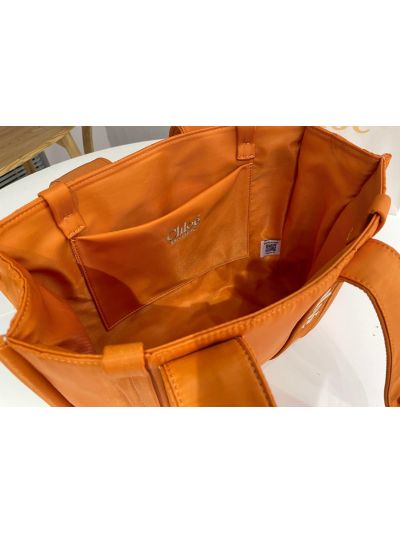 Chloe Medium Woody Nylon Top Handle Shoulder Bag Golden Yellow - Detail view 7
