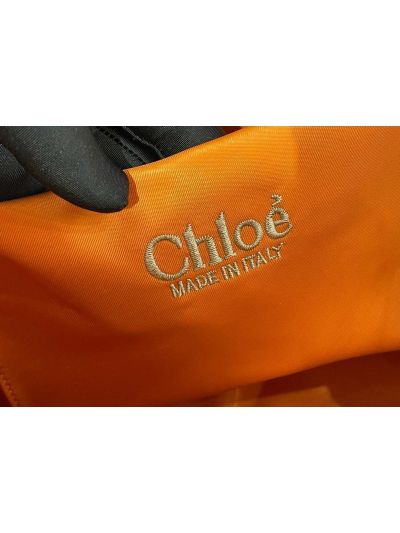 Chloe Medium Woody Nylon Top Handle Shoulder Bag Golden Yellow - Detail view 9