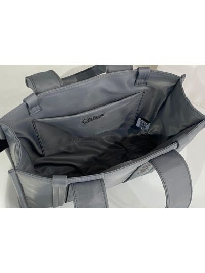 Chloe Medium Woody Nylon Top Handle Shoulder Bag Grey - Detail view 7