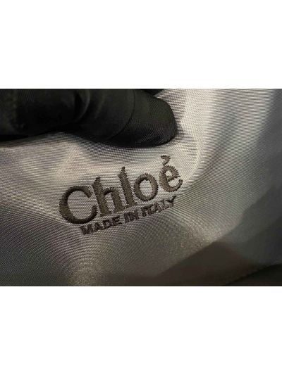 Chloe Medium Woody Nylon Top Handle Shoulder Bag Grey - Detail view 9