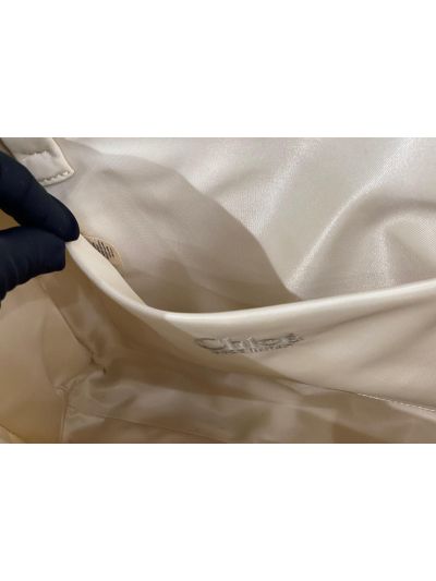Chloe Medium Woody Nylon Top Handle Shoulder Bag Off White - Detail view 8