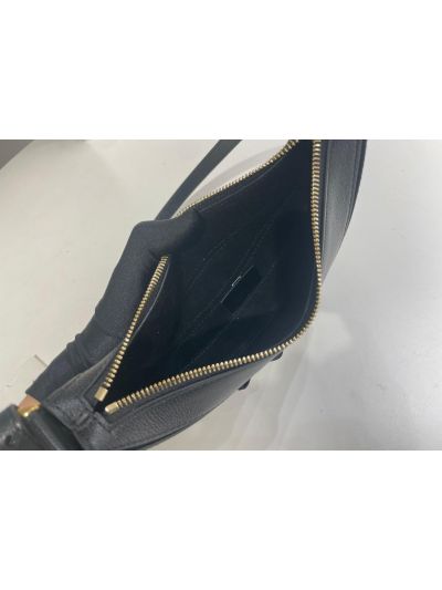 Chloe Mini Banana Shoulder Crossbody Bag Black Grained Leather - Detail view 8