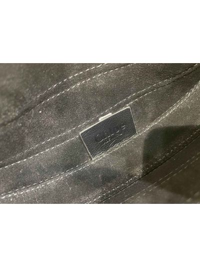 Chloe Mini Banana Shoulder Crossbody Bag Black Grained Leather - Detail view 9
