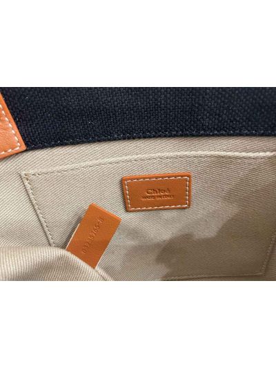 Chloe Mini Woody Canvas Top Handle Shoulder Bag Black - Detail view 8