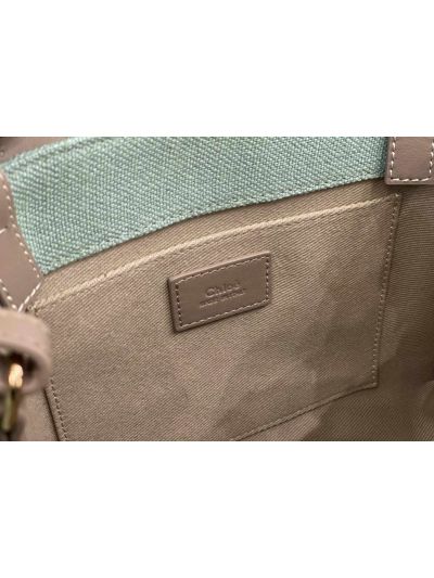 Chloe Mini Woody Canvas Top Handle Shoulder Bag Light Green - Detail view 8