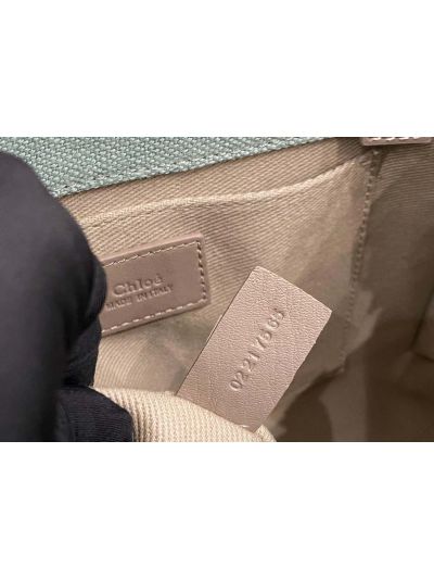 Chloe Mini Woody Canvas Top Handle Shoulder Bag Light Green - Detail view 9