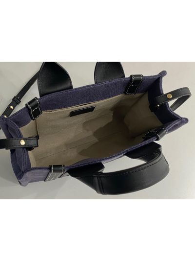 Chloe Mini Woody Canvas Top Handle Shoulder Bag Navy Blue - Detail view 7