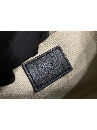 Chloe Mini Woody Canvas Top Handle Shoulder Bag Navy Blue - Detail view 8