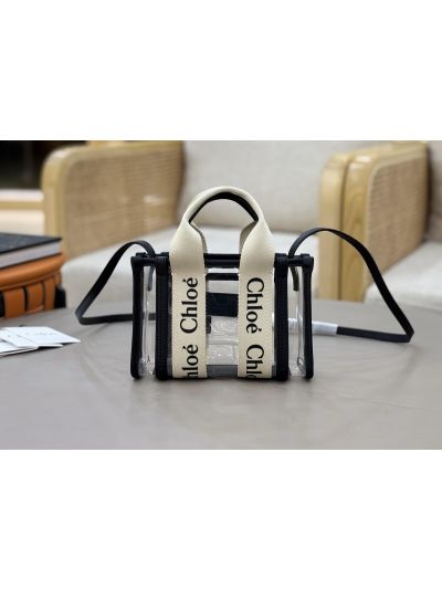 Chloe Mini Woody Jelly Tote Shoulder Crossbody Bag Black - Main view