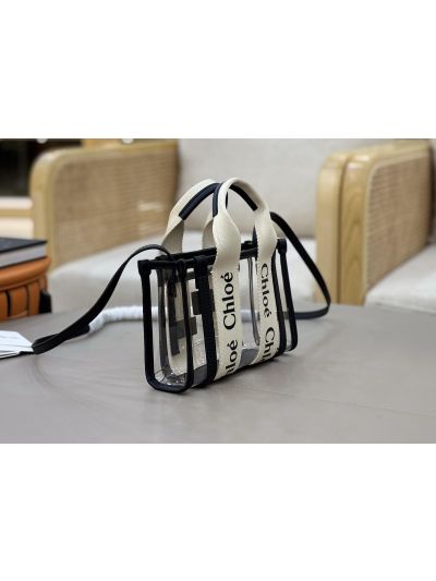 Chloe Mini Woody Jelly Tote Shoulder Crossbody Bag Black - Detail view 2