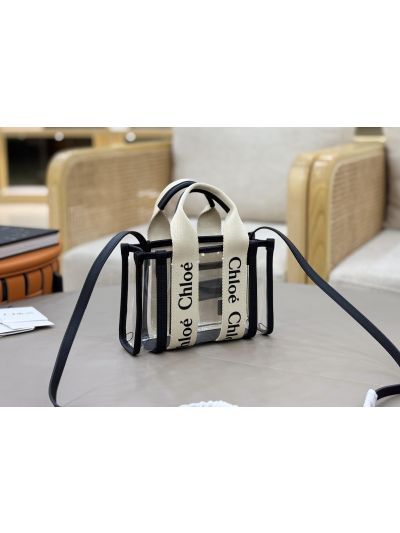 Chloe Mini Woody Jelly Tote Shoulder Crossbody Bag Black - Detail view 3