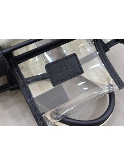 Chloe Mini Woody Jelly Tote Shoulder Crossbody Bag Black - Detail view 8