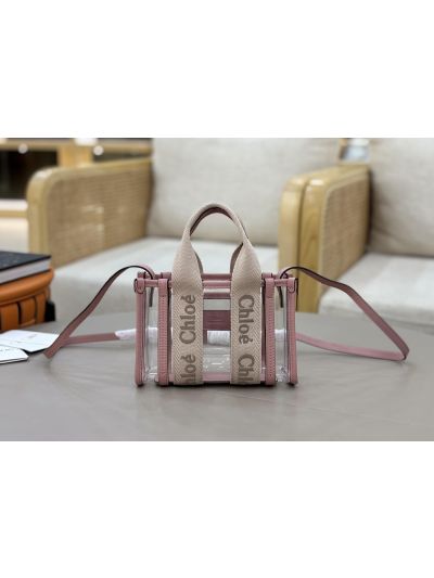 Chloe Mini Woody Jelly Tote Shoulder Crossbody Bag Pink - Main view