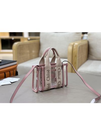 Chloe Mini Woody Jelly Tote Shoulder Crossbody Bag Pink - Detail view 3