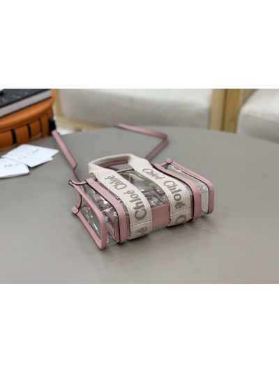 Chloe Mini Woody Jelly Tote Shoulder Crossbody Bag Pink - Detail view 4