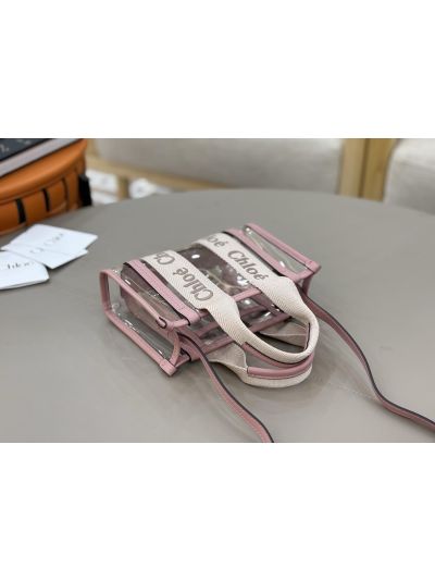 Chloe Mini Woody Jelly Tote Shoulder Crossbody Bag Pink - Detail view 5