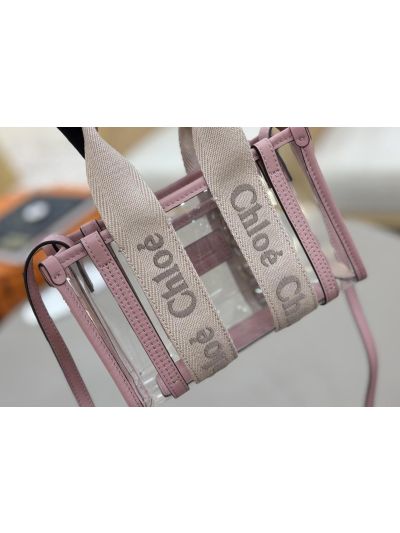 Chloe Mini Woody Jelly Tote Shoulder Crossbody Bag Pink - Detail view 6