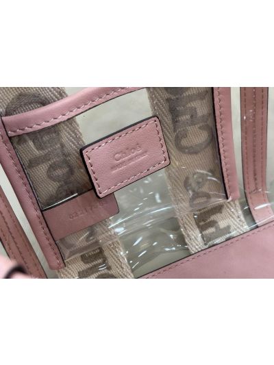 Chloe Mini Woody Jelly Tote Shoulder Crossbody Bag Pink - Detail view 9