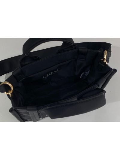 Chloe Mini Woody Nylon Top Handle Shoulder Bag Black - Detail view 7