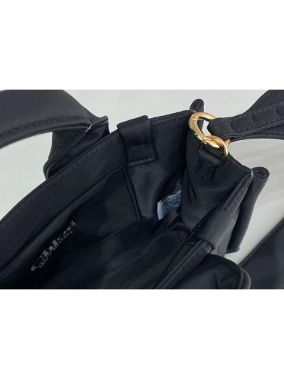 Chloe Mini Woody Nylon Top Handle Shoulder Bag Black - Detail view 8