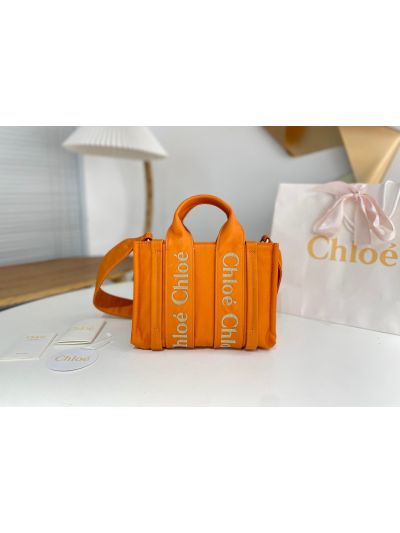 Chloe Mini Woody Nylon Top Handle Shoulder Bag Golden Yellow - Main view
