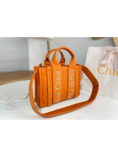 Chloe Mini Woody Nylon Top Handle Shoulder Bag Golden Yellow - Detail view 3