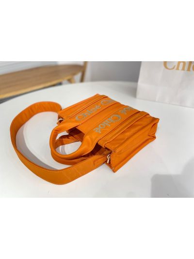 Chloe Mini Woody Nylon Top Handle Shoulder Bag Golden Yellow - Detail view 5