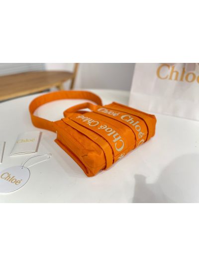 Chloe Mini Woody Nylon Top Handle Shoulder Bag Golden Yellow - Detail view 6