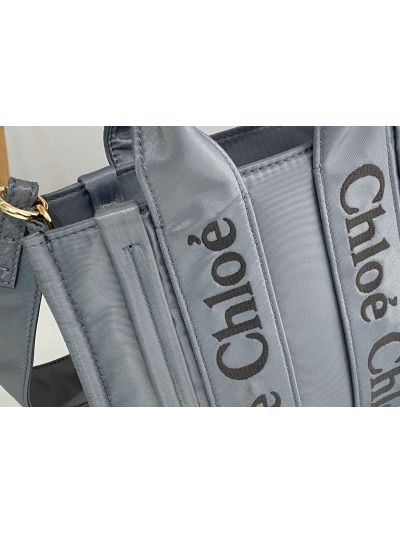 Chloe Mini Woody Nylon Top Handle Shoulder Bag Grey - Detail view 2