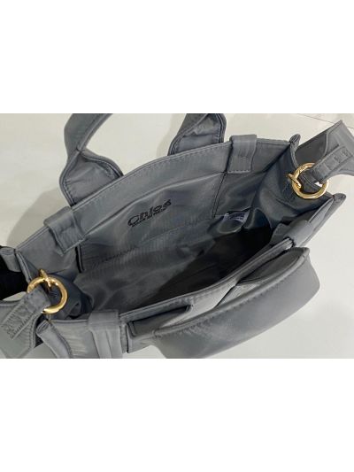 Chloe Mini Woody Nylon Top Handle Shoulder Bag Grey - Detail view 8