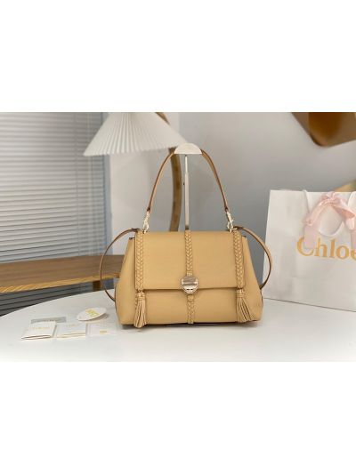 Chloe Penelope Large Beige Soft Leather Flap Shoulder Crossbody Bag - Main view