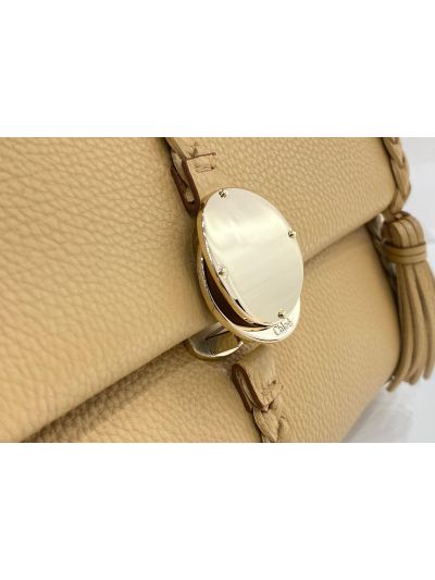 Chloe Penelope Large Beige Soft Leather Flap Shoulder Crossbody Bag - Detail view 3