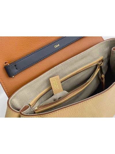 Chloe Penelope Large Beige Soft Leather Flap Shoulder Crossbody Bag - Detail view 8