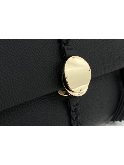 Chloe Penelope Large Black Soft Leather Flap Shoulder Crossbody Bag - Detail view 2