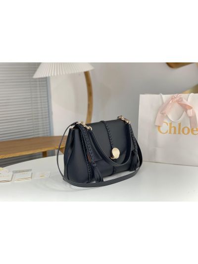 Chloe Penelope Large Black Soft Leather Flap Shoulder Crossbody Bag - Detail view 3