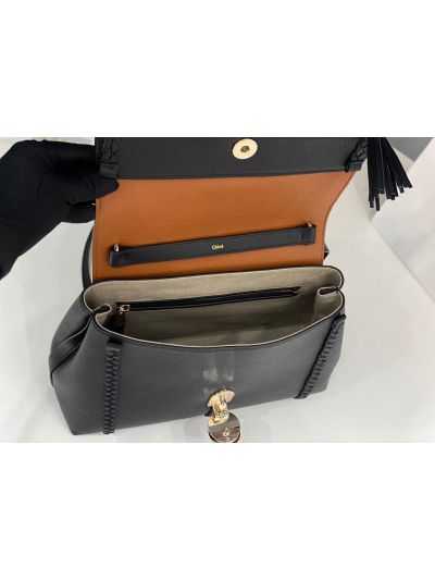 Chloe Penelope Large Black Soft Leather Flap Shoulder Crossbody Bag - Detail view 8