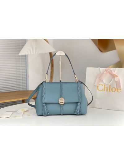 Chloe Penelope Large Blue Soft Leather Flap Shoulder Crossbody Bag - Main view