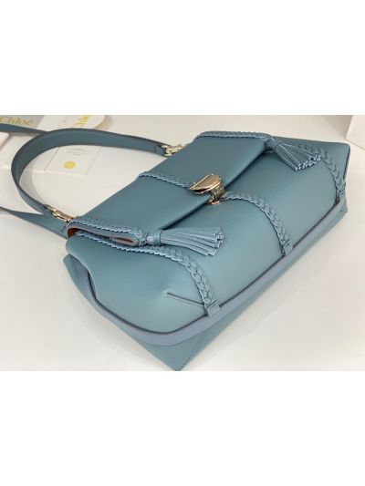 Chloe Penelope Large Blue Soft Leather Flap Shoulder Crossbody Bag - Detail view 5
