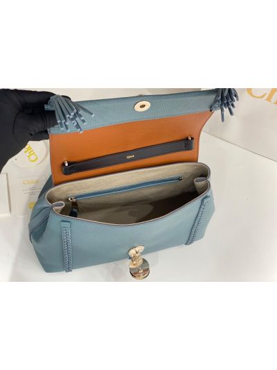 Chloe Penelope Large Blue Soft Leather Flap Shoulder Crossbody Bag - Detail view 6