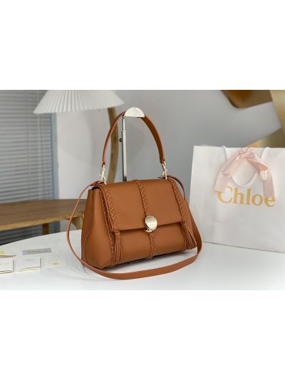 Chloe Penelope Large Brown Soft Leather Flap Shoulder Crossbody Bag - Detail view 3