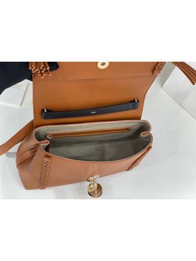 Chloe Penelope Large Brown Soft Leather Flap Shoulder Crossbody Bag - Detail view 7