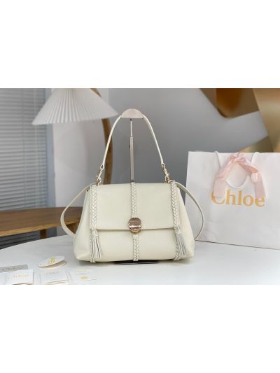 Chloe Penelope Large White Soft Leather Flap Shoulder Crossbody Bag - Main view