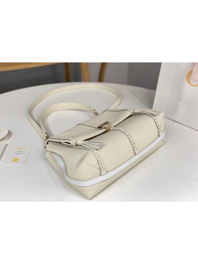 Chloe Penelope Large White Soft Leather Flap Shoulder Crossbody Bag - Detail view 5