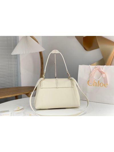 Chloe Penelope Large White Soft Leather Flap Shoulder Crossbody Bag - Detail view 6