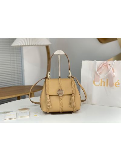 Chloe Penelope Medium Beige Soft Leather Flap Shoulder Crossbody Bag - Main view