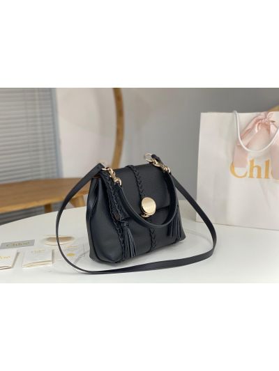 Chloe Penelope Medium Black Soft Leather Flap Shoulder Crossbody Bag - Detail view 4