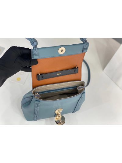 Chloe Penelope Medium Blue Soft Leather Flap Shoulder Crossbody Bag - Detail view 4